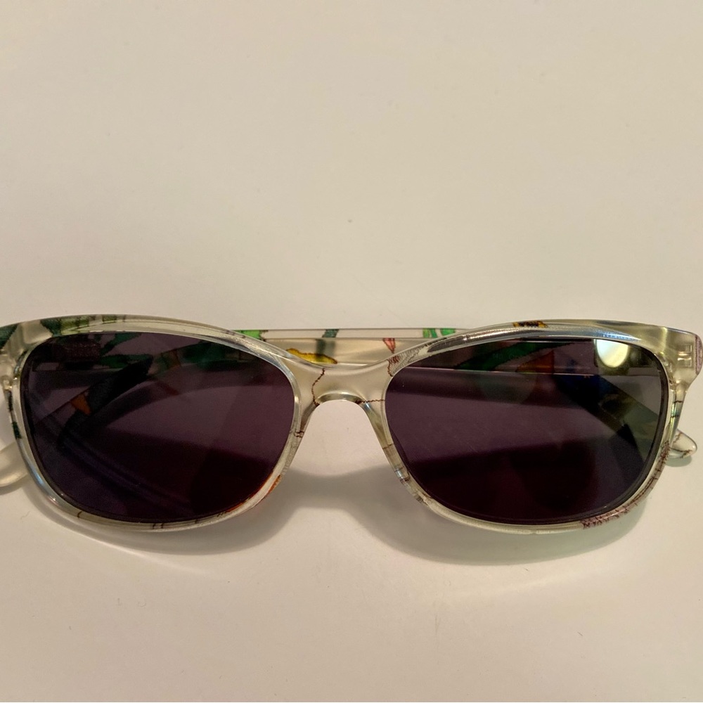 Gucci Clear Floral Rectangle Sunglasses